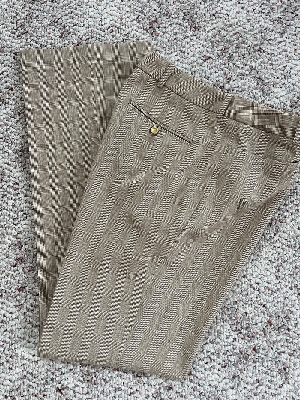 Calvin Klein Beige Plaid Modern Fit Pants